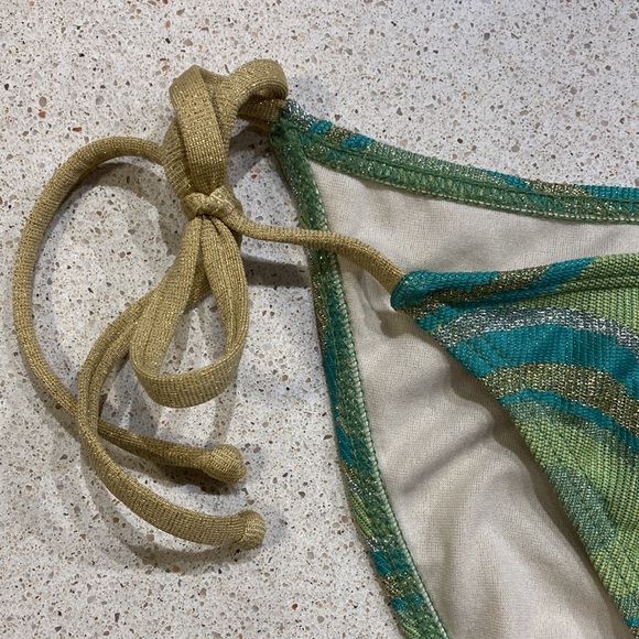 Guess Gold, Silver, & Green Bikini Bottoms, size small - Picture 3 of 12